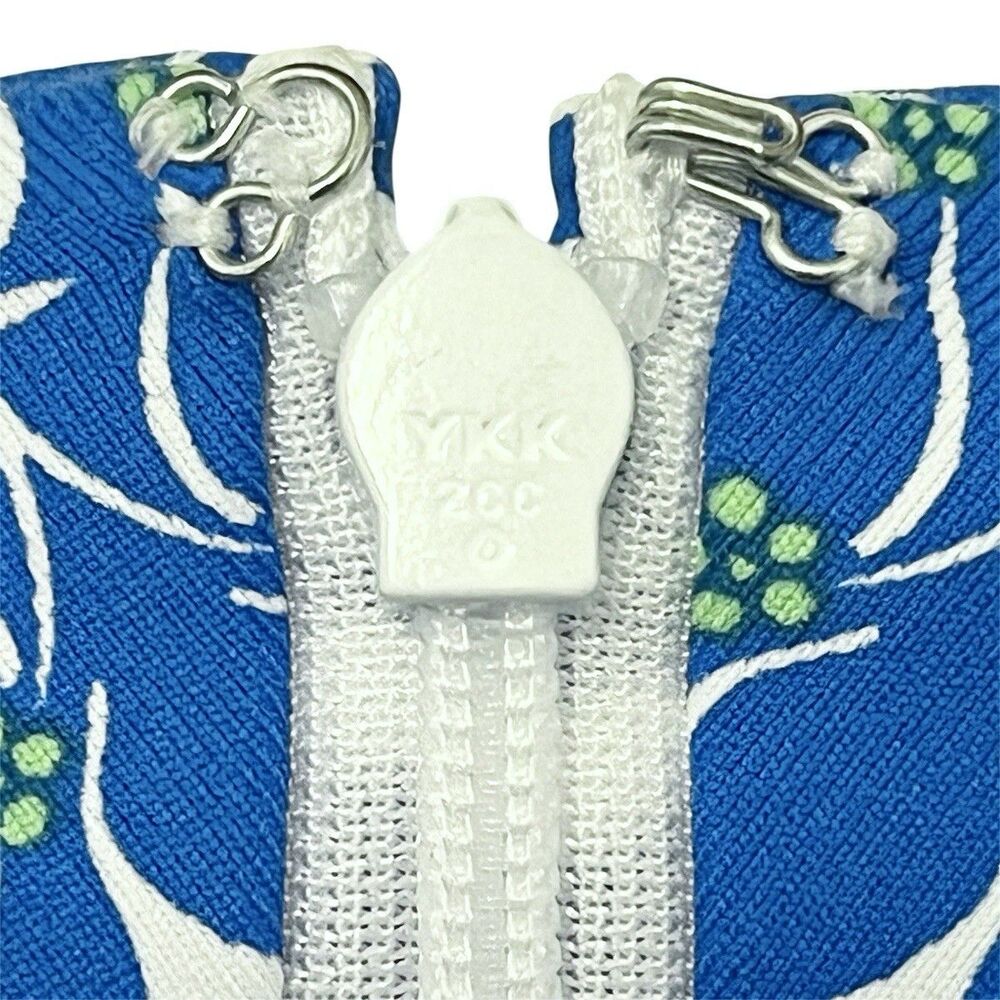 J MCLAUGHLIN Havana Catalina Cloth Sheath Dress Floral Blue Bird Faux Wrap Sz XS - Picture 7 of 9